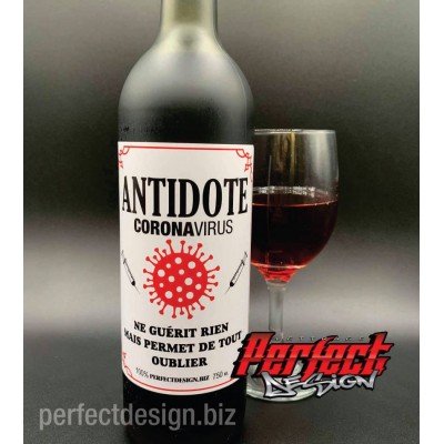 Étiquette pour bouteille de vin - Antidote Covid